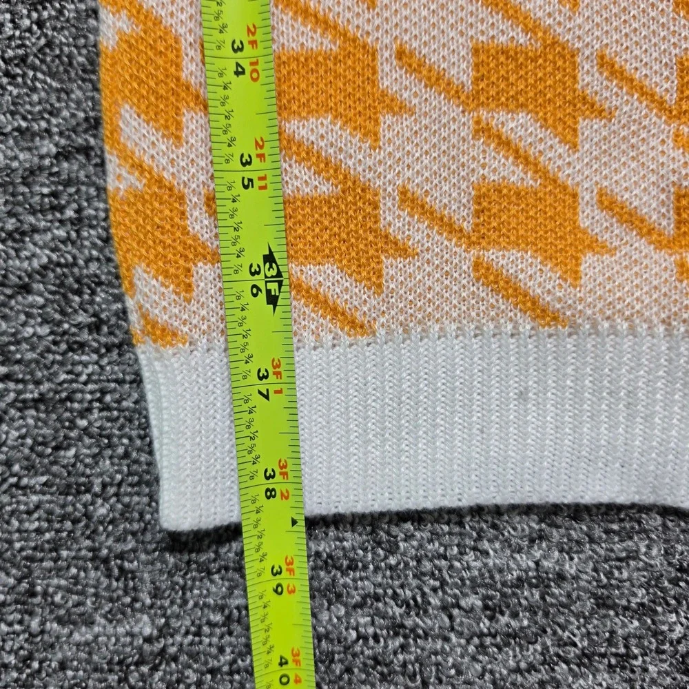 Cardigan Womens Small Orange Houndstooth Longline Open Front